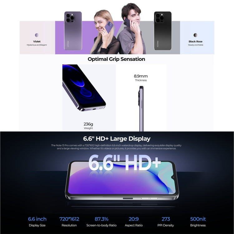 HOTWAV Note 13 Pro, Side Fingerprint Identification, 6.6 inch Android 13 UMS9230 T606 Octa Core up to 1.6GHz, Network: 4G, NFC, OTG, 8GB+256GB HOTWAV Note 13 Pro, Side Fingerprint Identification, 6.6 inch Android 13 UMS9230 T606 Octa Core up to 1.6GHz, Network: 4G, NFC, OTG, 8GB+256GB